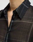 Sheer Wool Gauze Check Oversized Shirt in Black Multi by Tibi-Tibi-Idlewild-Cincinnati