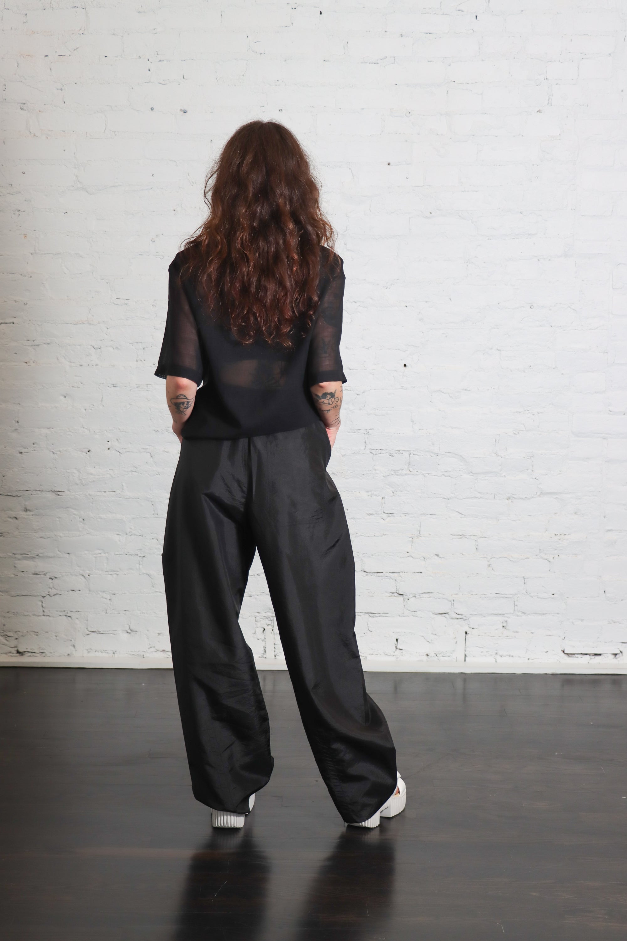 Sheer Wool Gauze Easy T in Black by Tibi-Tibi-Idlewild