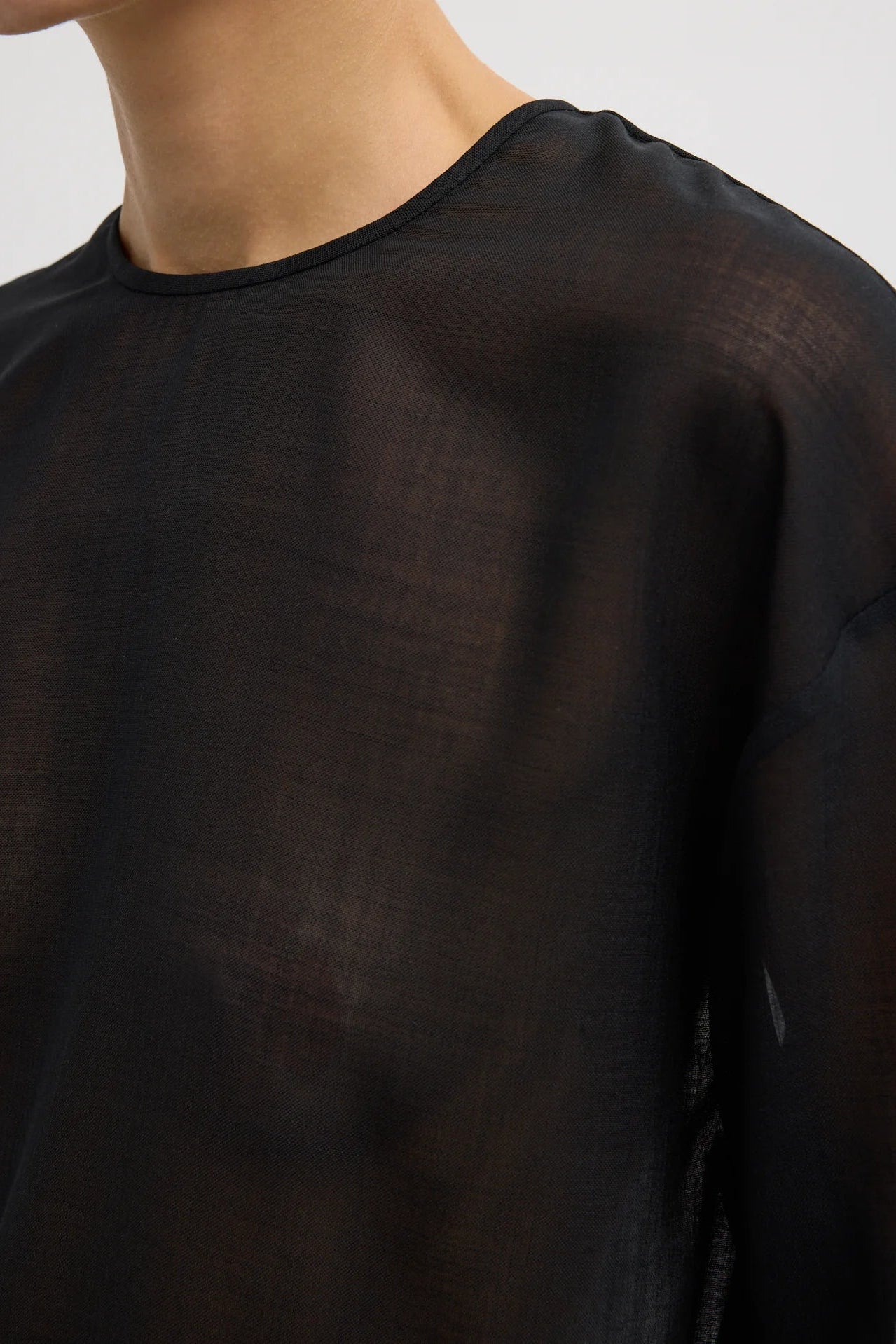 Sheer Wool Gauze Easy T in Black by Tibi-Tibi-Idlewild