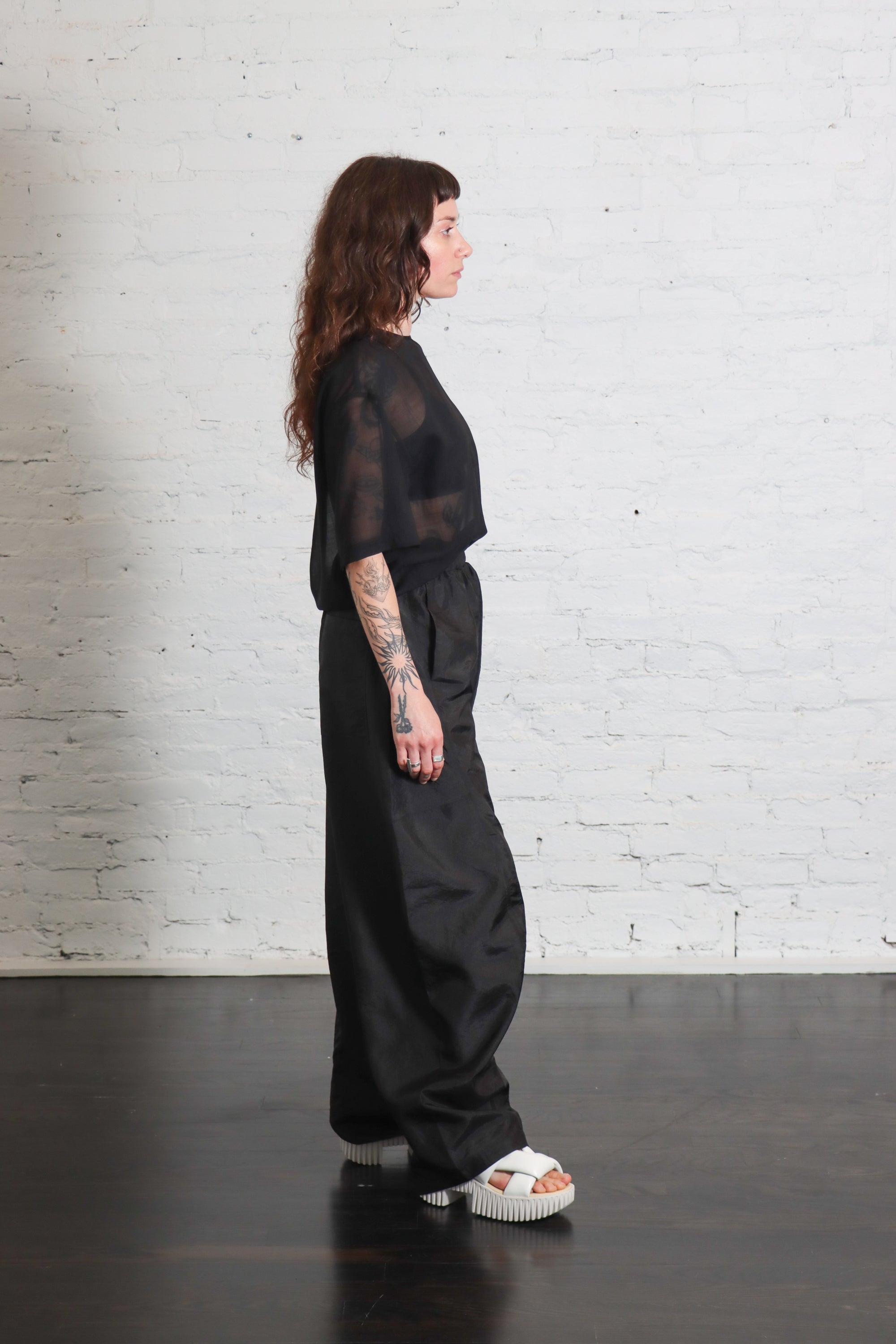 Sheer Wool Gauze Easy T in Black by Tibi-Tibi-Idlewild