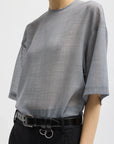 Sheer Wool Gauze Easy T in Heather Grey by Tibi-Tops-Tibi-Idlewild