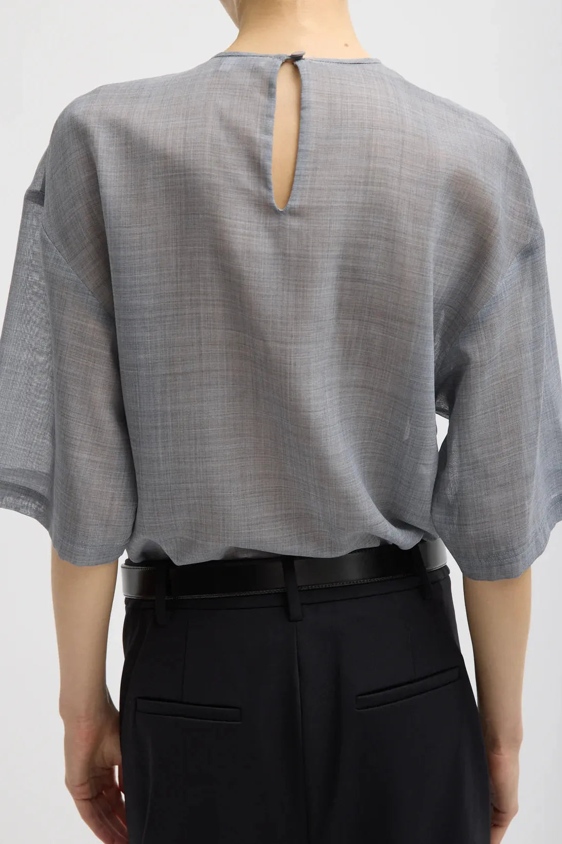 Sheer Wool Gauze Easy T in Heather Grey by Tibi-Tibi-Idlewild-Cincinnati