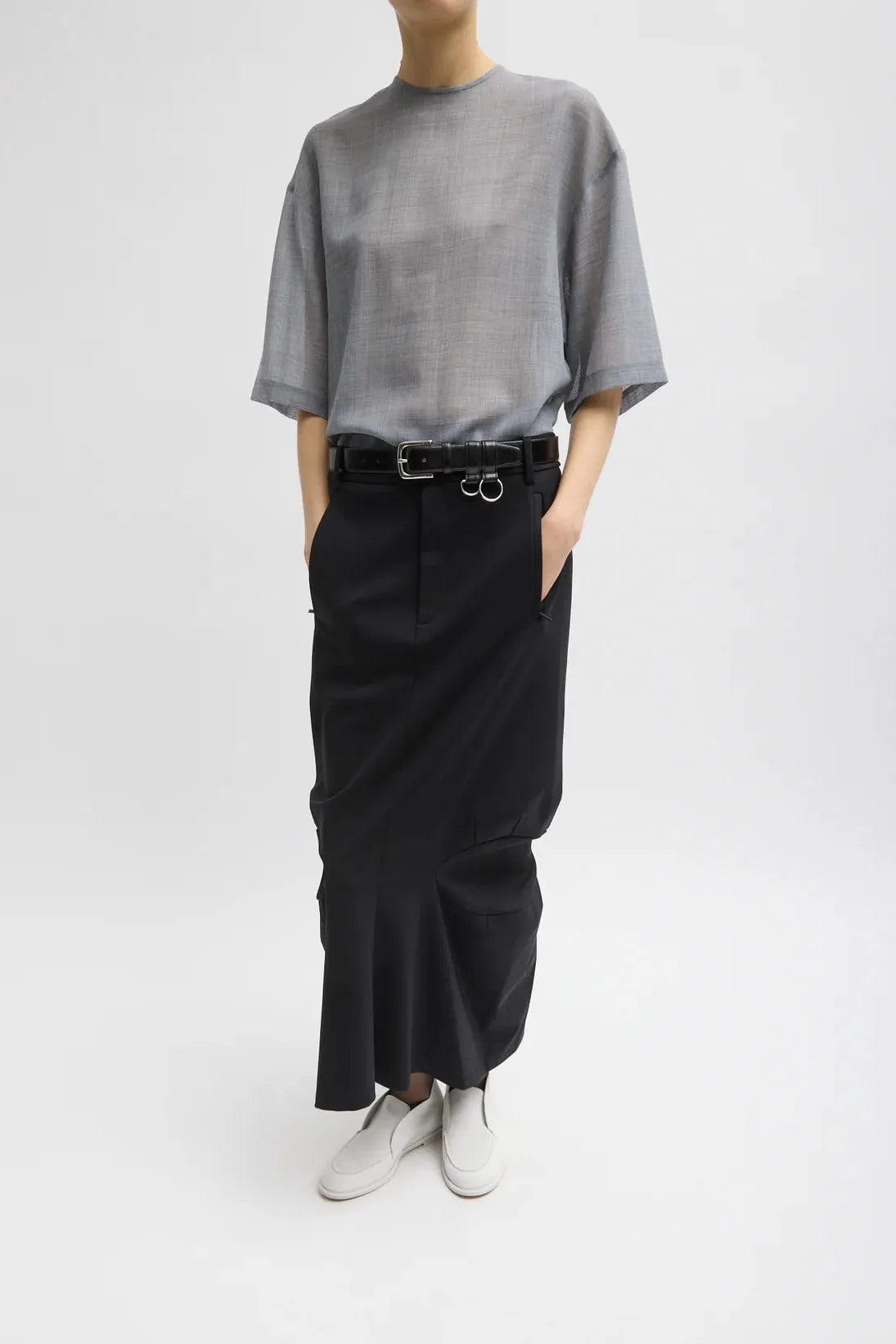 Sheer Wool Gauze Easy T in Heather Grey by Tibi-Tibi-Idlewild-Cincinnati