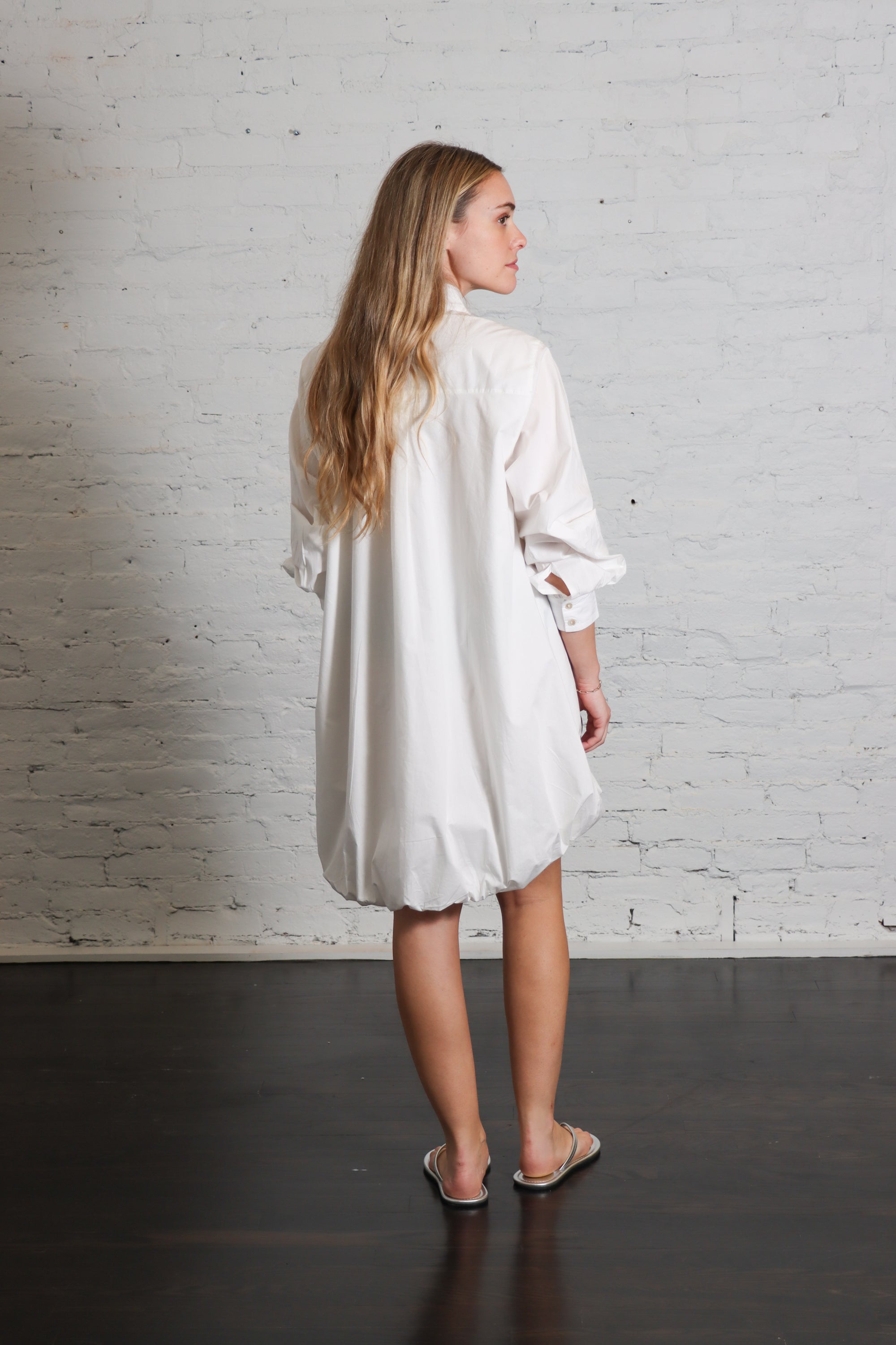 Shirt Bubble Dress in White by Shwetambari-Shwetambari-Idlewild-Cincinnati