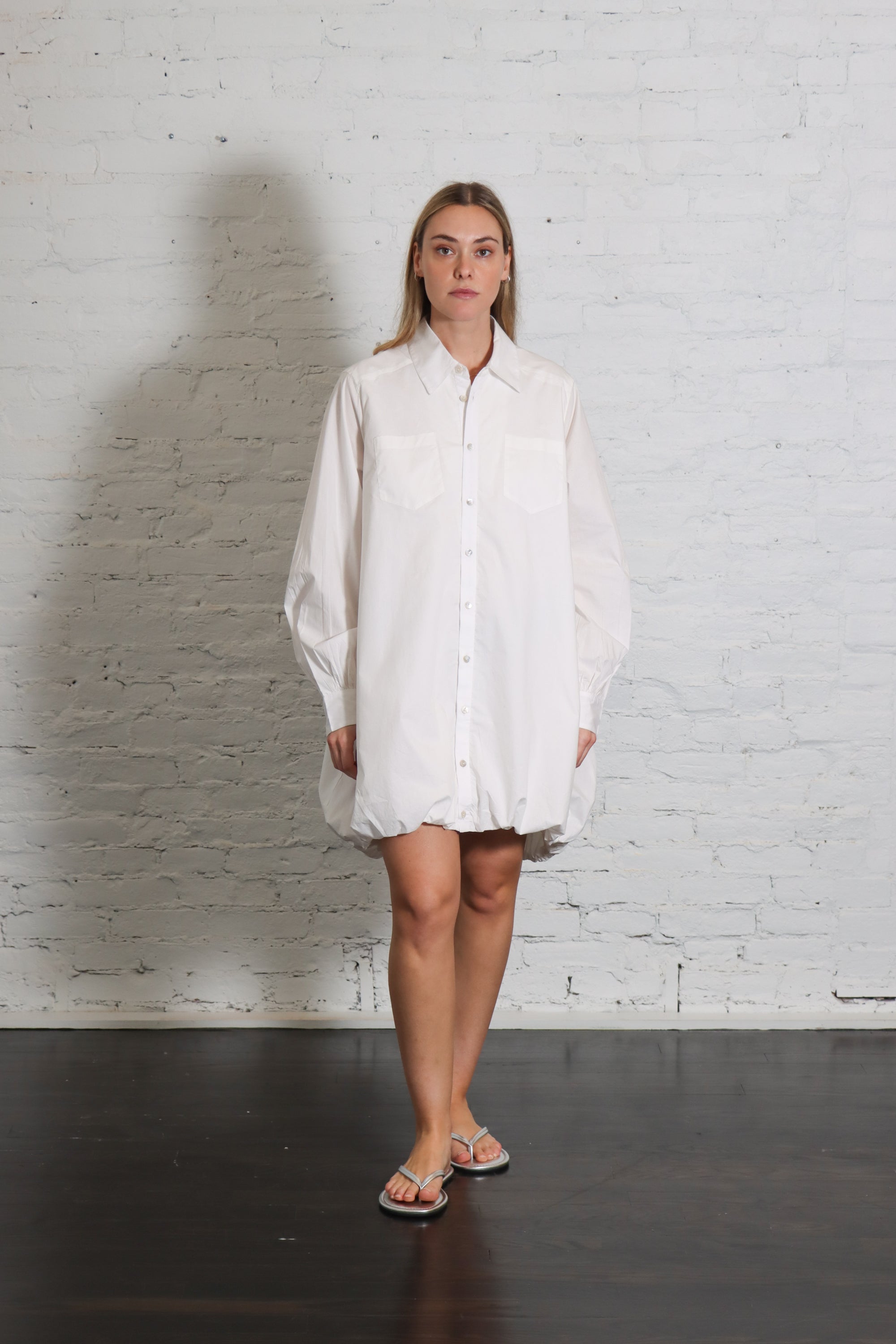 Shirt Bubble Dress in White by Shwetambari-Shwetambari-Idlewild-Cincinnati