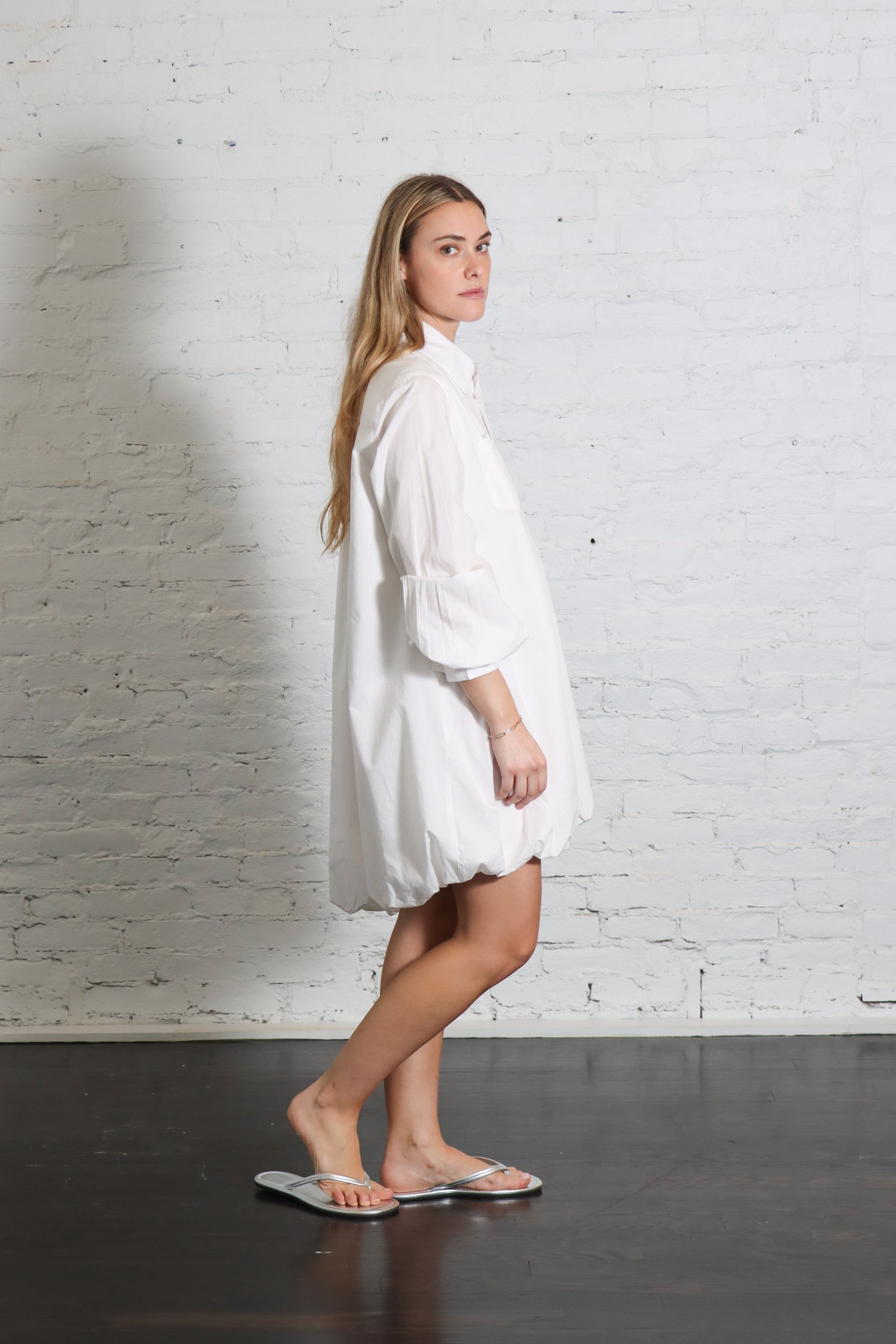 Shirt Bubble Dress in White by Shwetambari-Shwetambari-Idlewild-Cincinnati