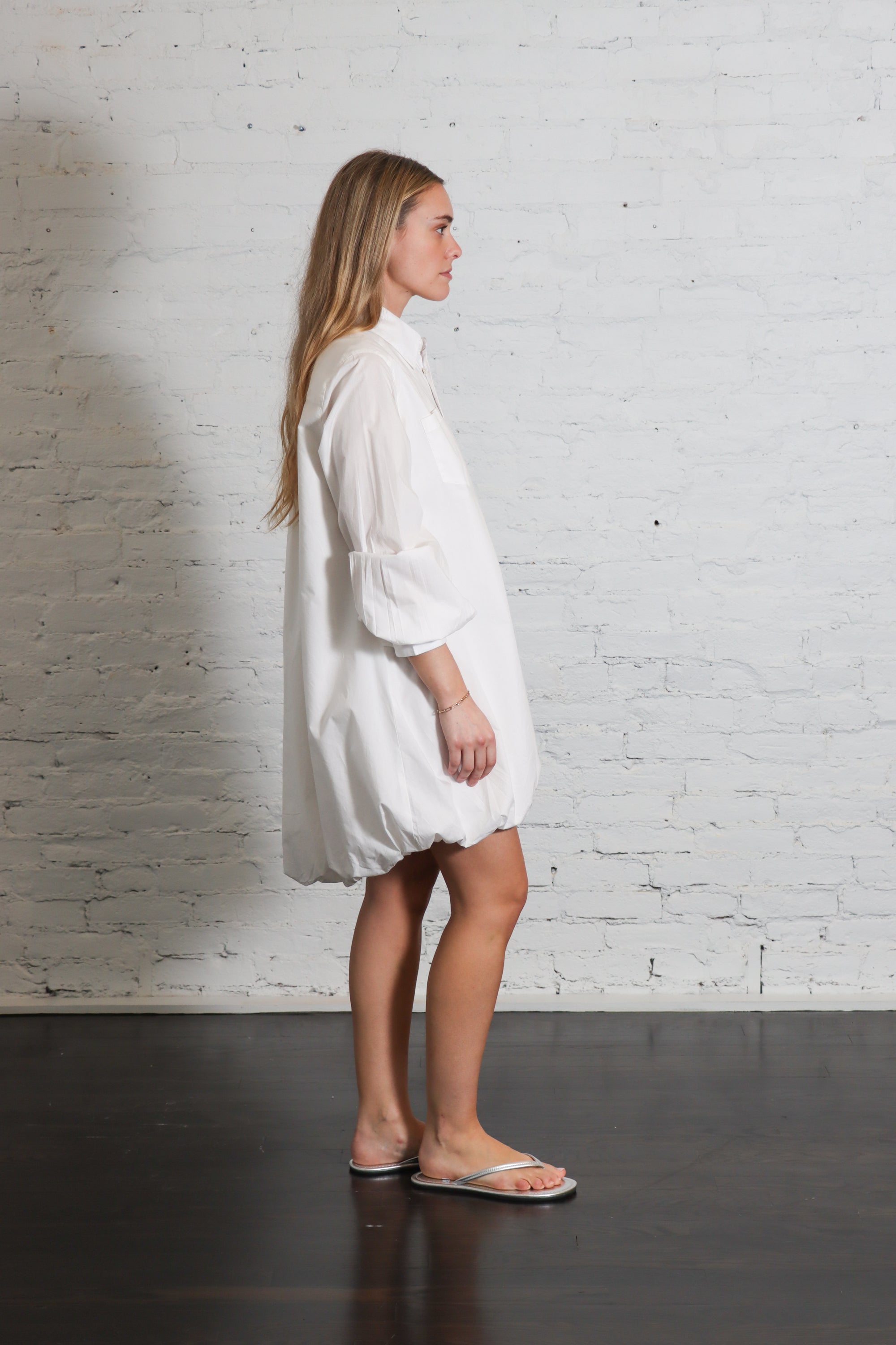 Shirt Bubble Dress in White by Shwetambari-Shwetambari-Idlewild-Cincinnati