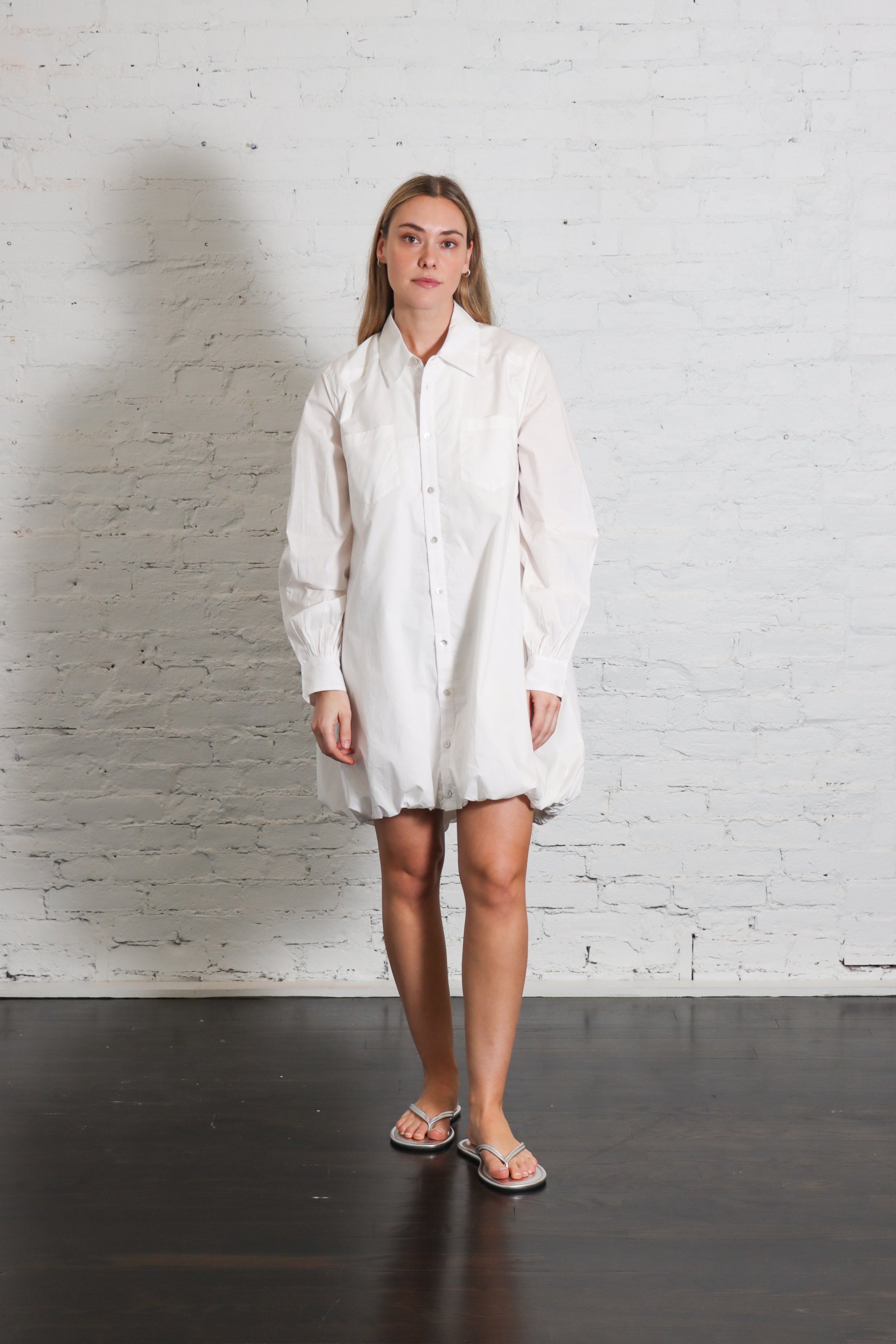 Shirt Bubble Dress in White by Shwetambari-Shwetambari-Idlewild-Cincinnati