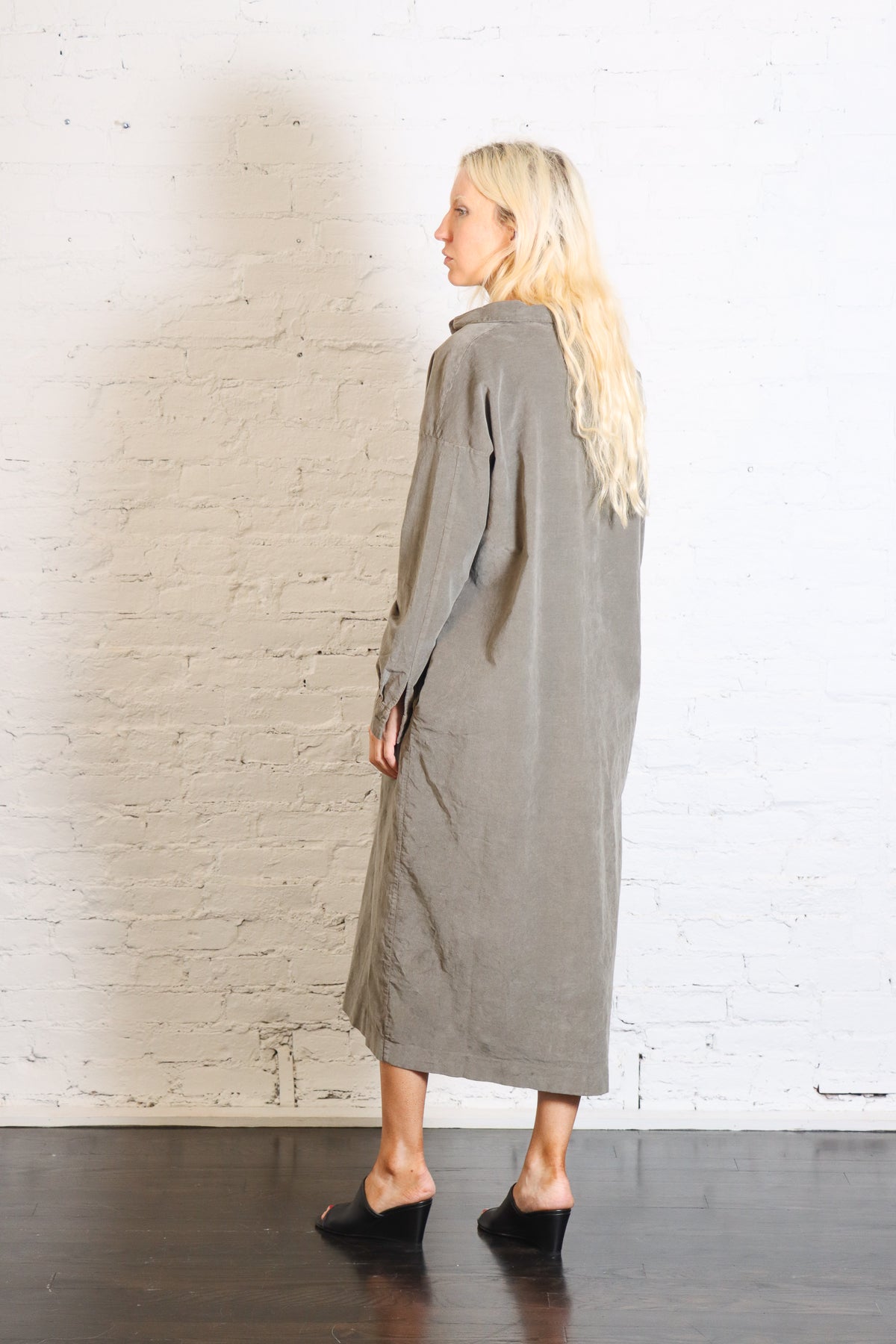 Shirt Dress in Taupe Velvet by Album Di Famiglia-Album Di Famiglia-Idlewild-Cincinnati