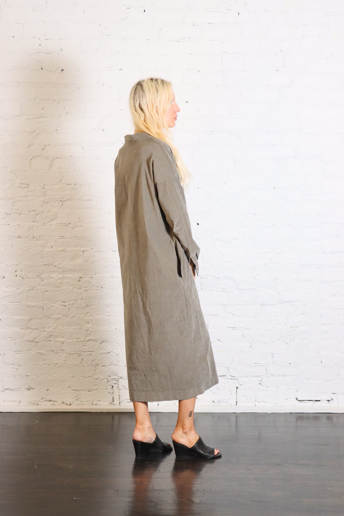 Shirt Dress in Taupe Velvet by Album Di Famiglia-Album Di Famiglia-Idlewild-Cincinnati