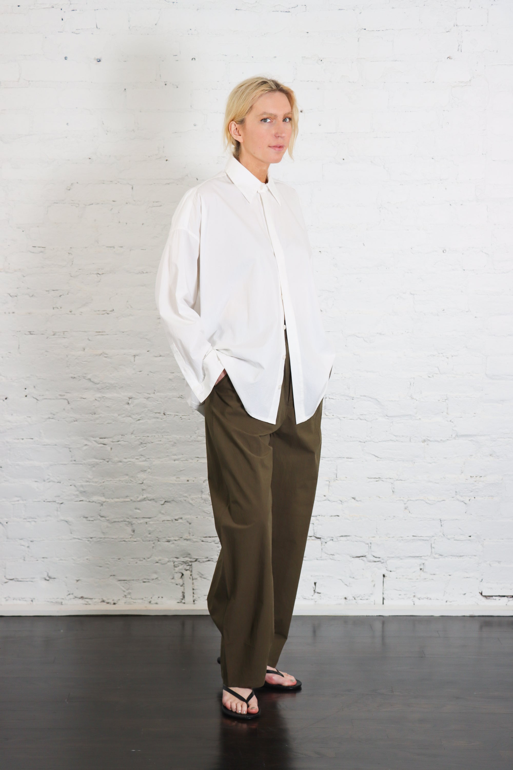 Signature Cocoon Dress Shirt in Off White by 7115 by Szeki-7115 by Szeki-Idlewild-Cincinnati