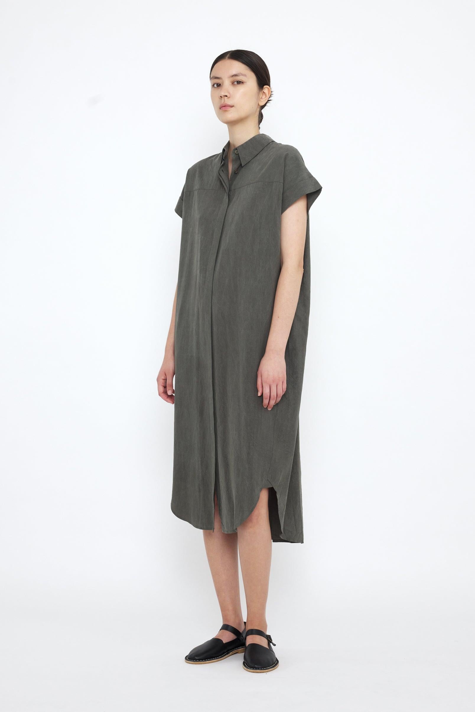 Signature Maxi Shirtdress in Pewter Green by 7115 by Szeki-7115 by Szeki-Idlewild-Cincinnati