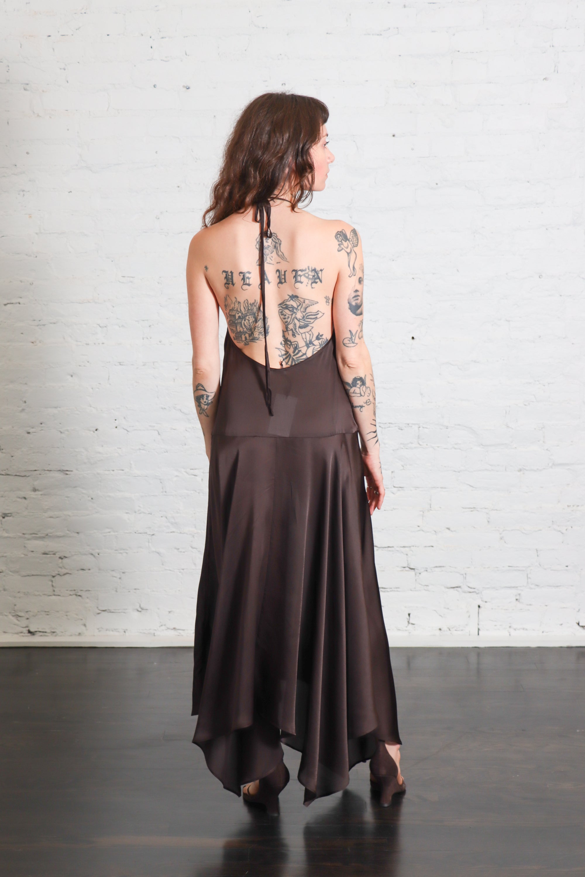 Silk Handkerchief Halter Dress in Bark by St. Agni-St. Agni-Idlewild-Cincinnati