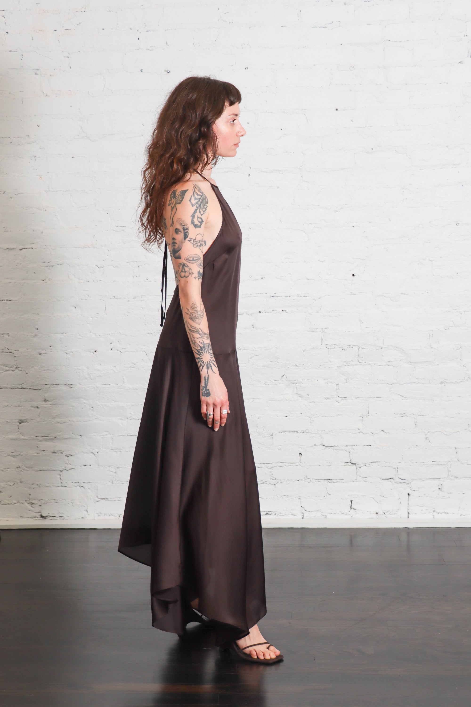 Silk Handkerchief Halter Dress in Bark by St. Agni-St. Agni-Idlewild-Cincinnati