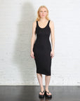 Silk Knit Tank Midi Dress in Black by Enza Costa-Enza Costa-Idlewild-Cincinnati