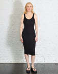 Silk Knit Tank Midi Dress in Black by Enza Costa-Enza Costa-Idlewild-Cincinnati
