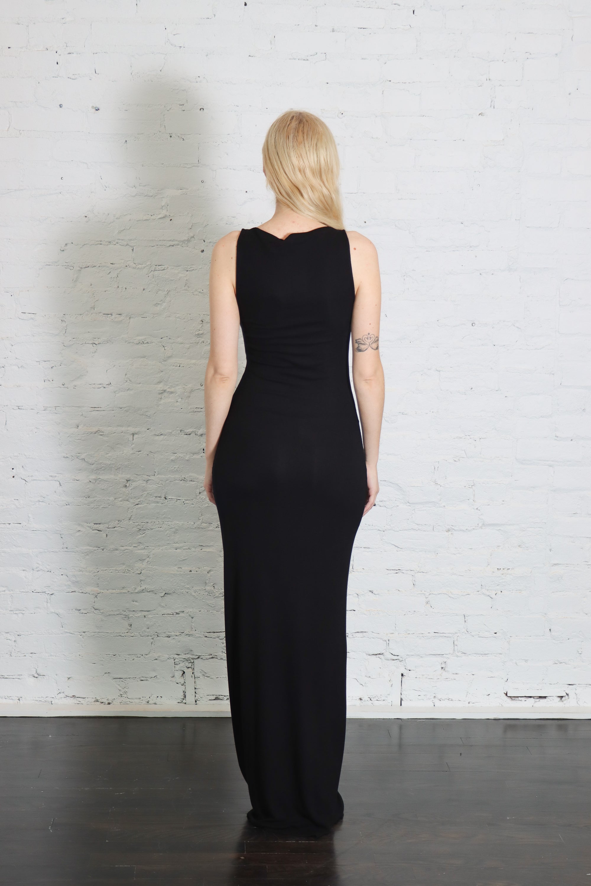 boatneck maxi dress Silk Rib Sleeveless Fluid in Black By Enza Costa – Idlewild have dress that effortlessly Size:3xl Women's Denim Western Dress NECKLINE: BOAT NECK