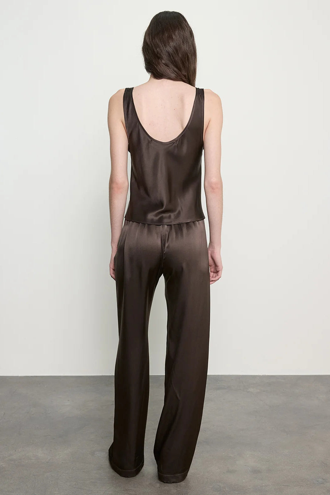 Silk Satin Everywhere Pant in Olive Bronze by Enza Costa-Enza Costa-Idlewild-Cincinnati