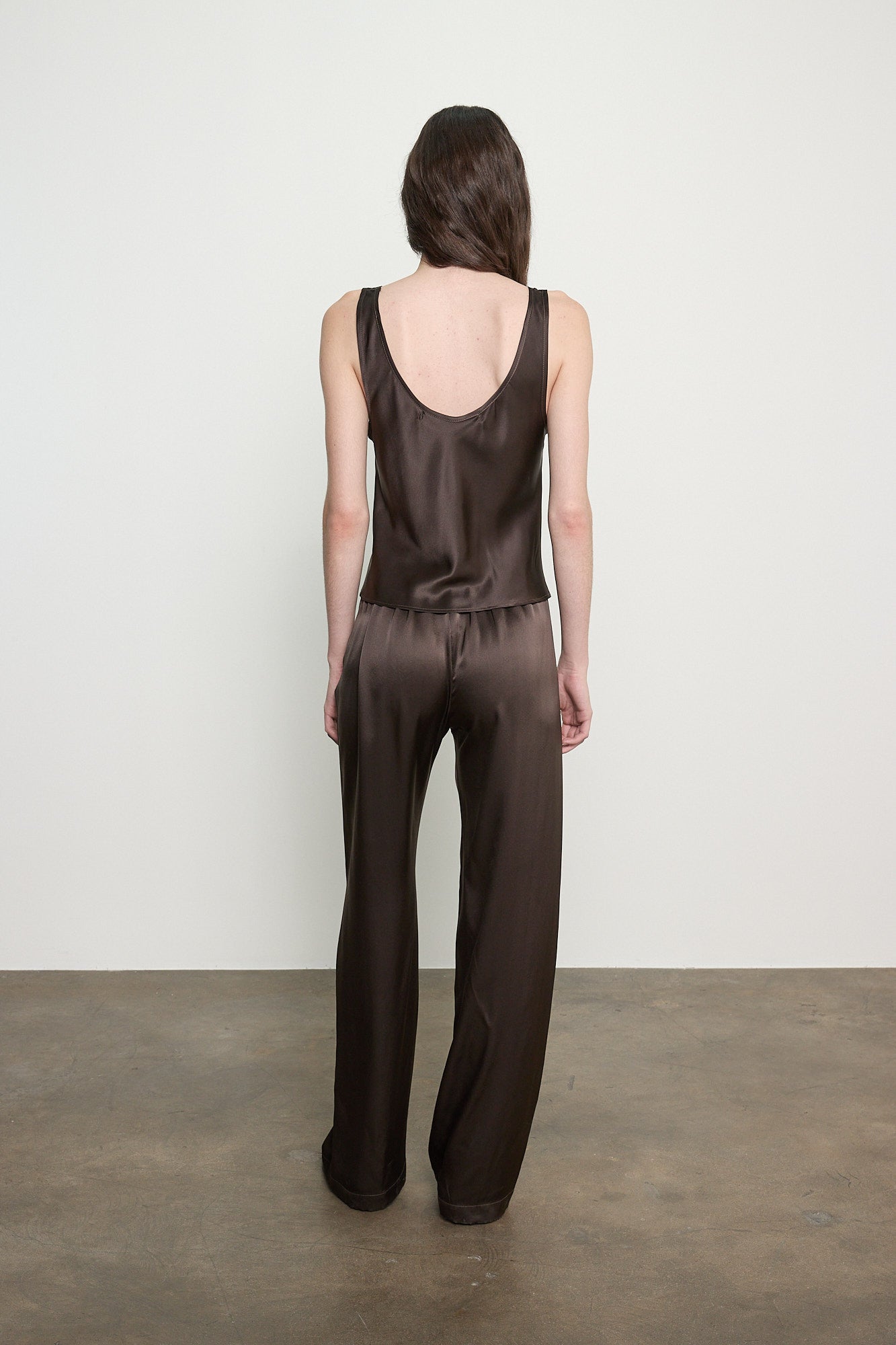 Silk Satin U Tank in Olive Bronze by Enza Costa-Enza Costa-Idlewild-Cincinnati