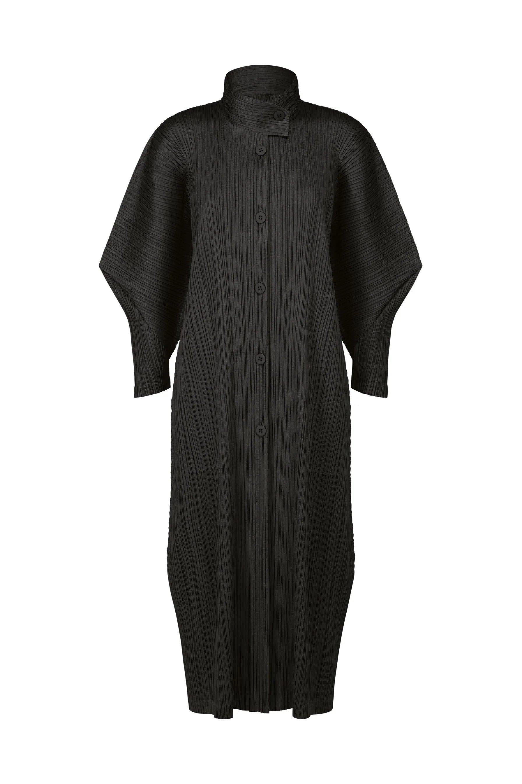 Skyline Coat in Black by Pleats Please Issey Miyake-Coats-Pleats Please Issey Miyake-Idlewild