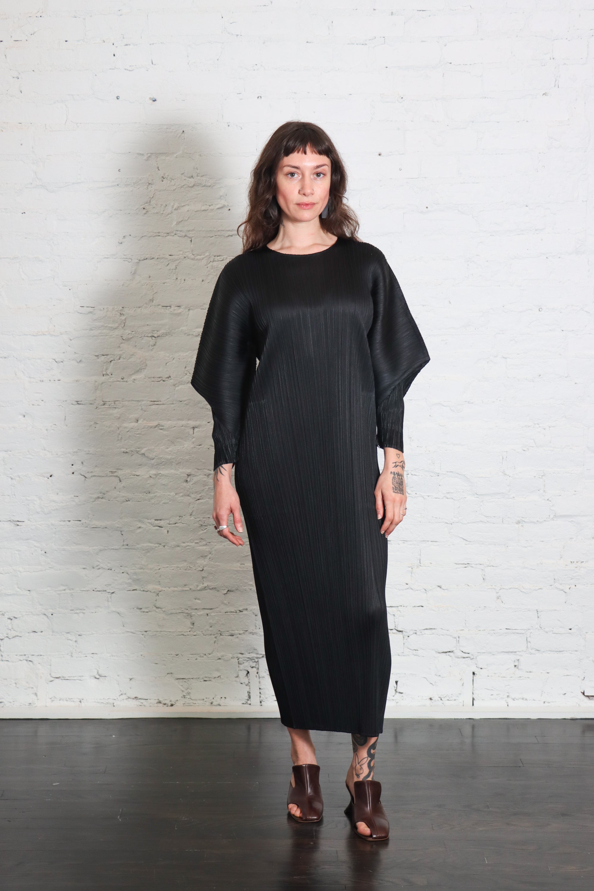 Skyline Dress in Black by Pleats Please Issey Miyake-Dresses-Pleats Please Issey Miyake-Idlewild