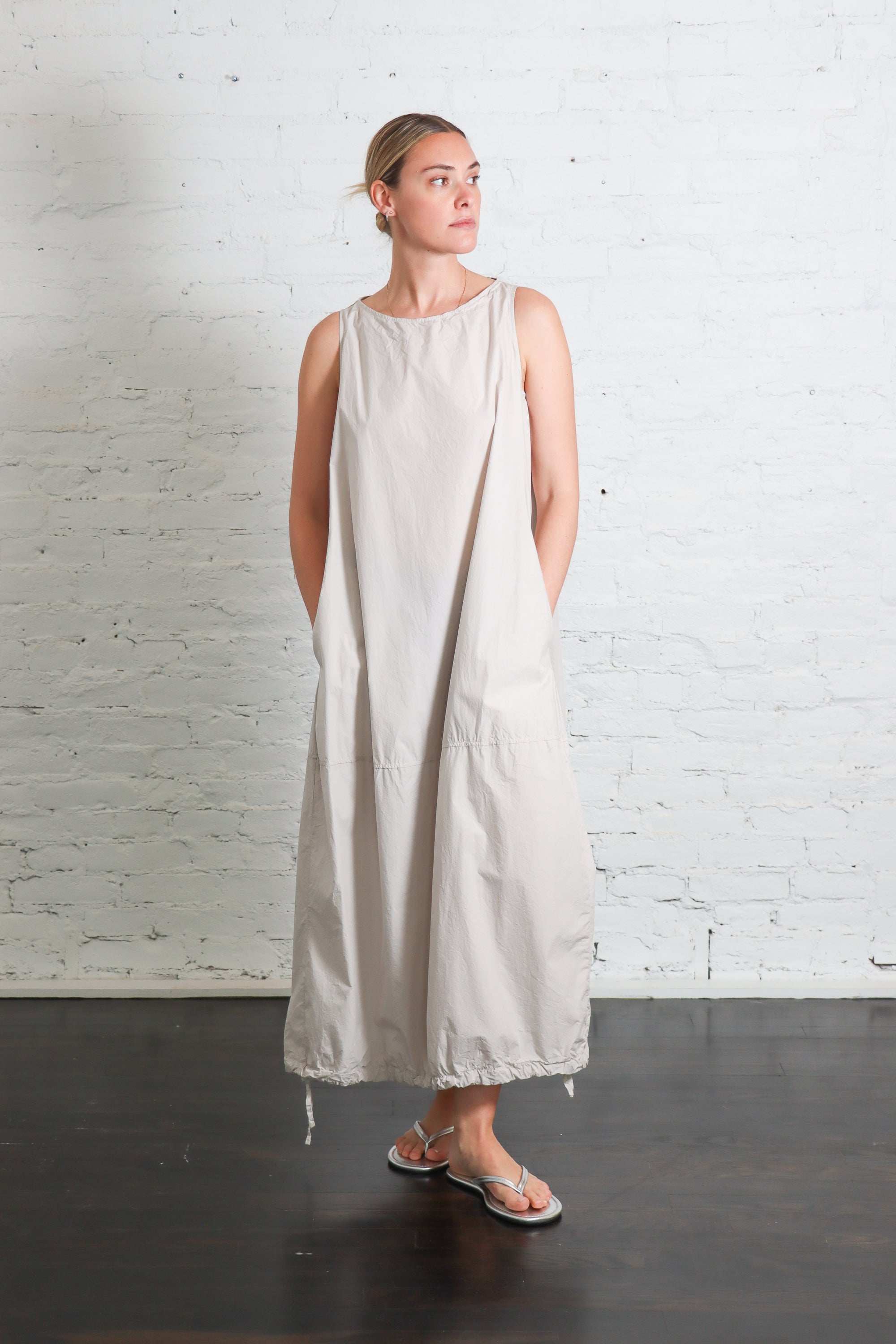 Sleeveless Balloon Dress TC in Pebble by Album Di Famiglia-Album Di Famiglia-Idlewild-Cincinnati