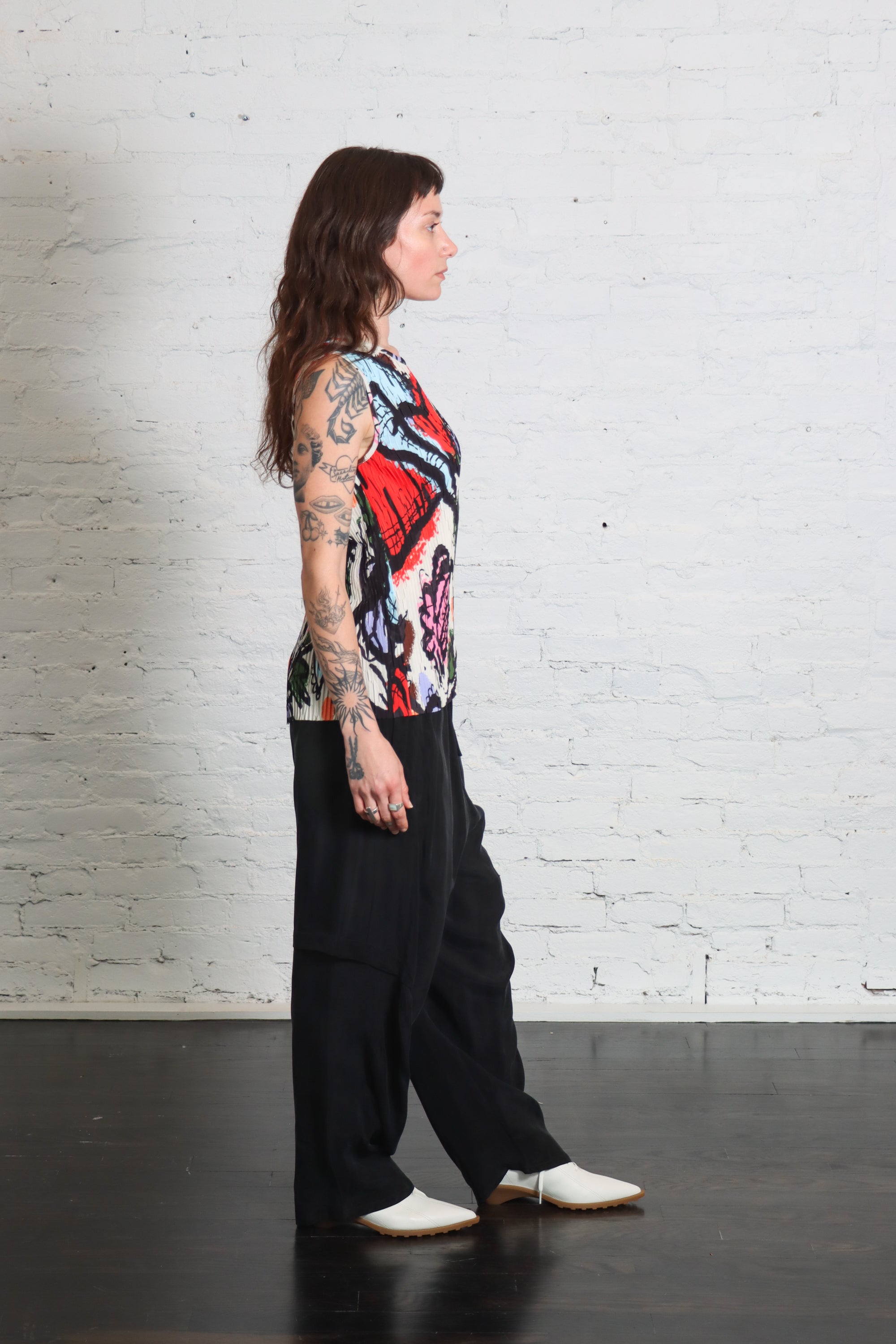 Sleeveless Plissé Top in Carrots by Henrik Vibskov-Tops-Henrik Vibskov-Idlewild