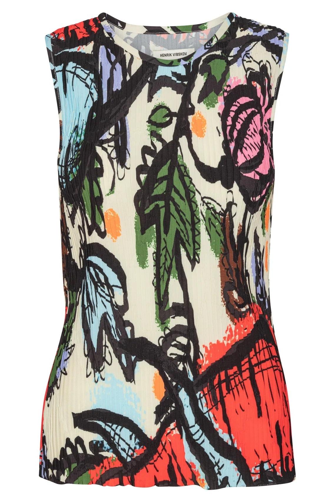 Sleeveless Plissé Top in Carrots by Henrik Vibskov-Tops-Henrik Vibskov-Idlewild