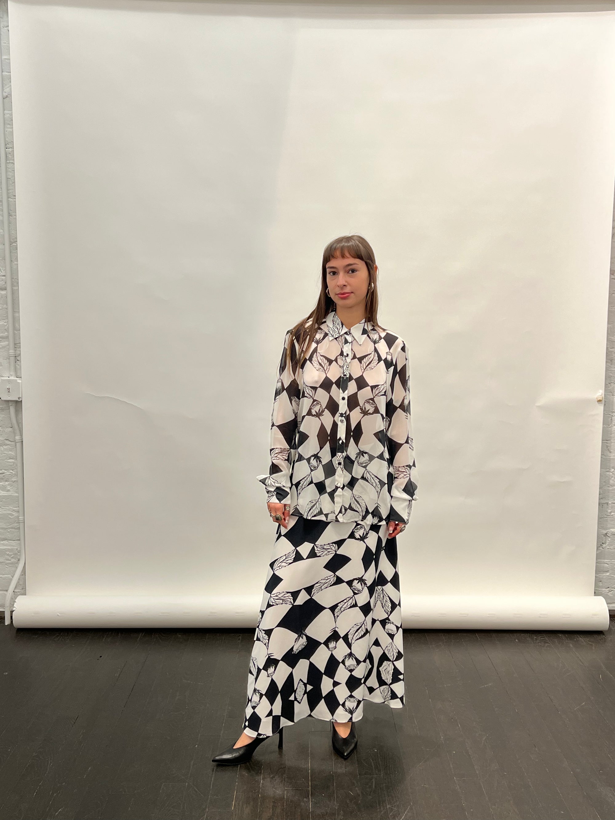 Slip Skirt in Graphic Roses Print by Shwetambari-Shwetambari-Idlewild-Cincinnati