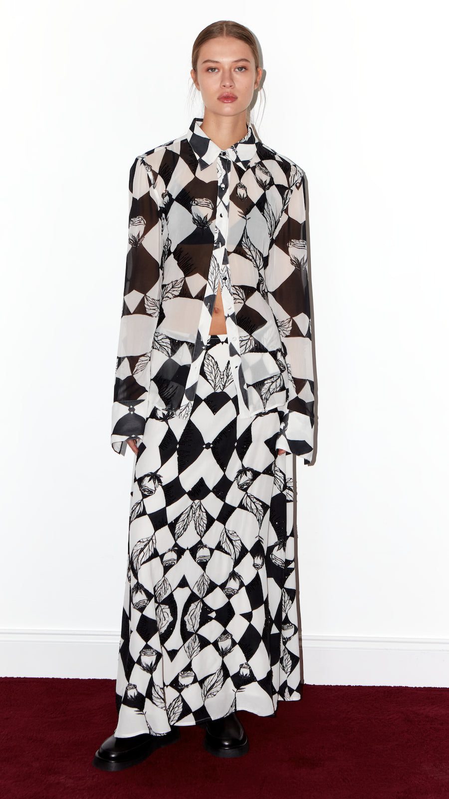 Slip Skirt in Graphic Roses Print by Shwetambari-Shwetambari-Idlewild-Cincinnati