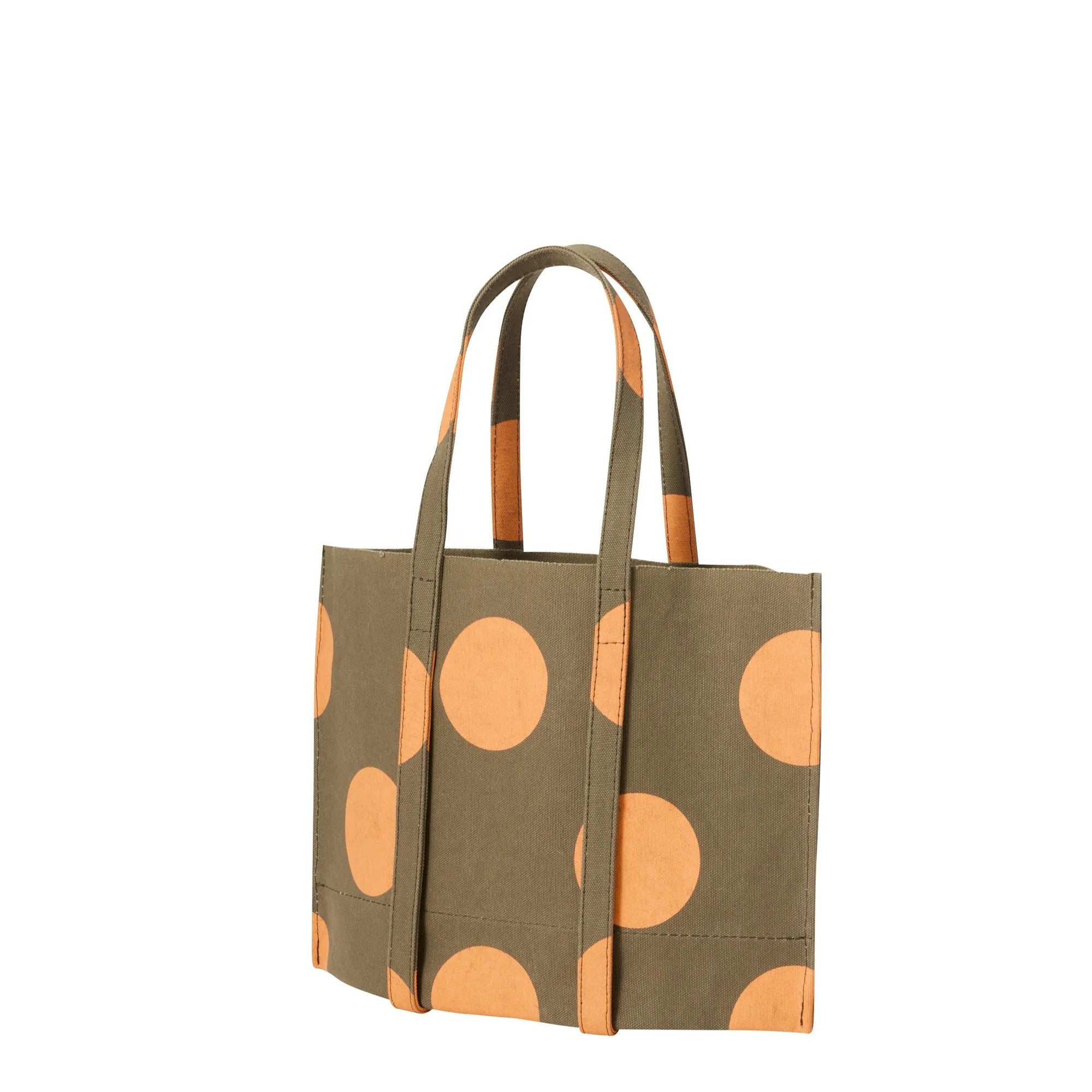 Small Washed Canvas Tote Bag in Orange Dot by Amiacalva-Amiacalva-Idlewild-Cincinnati