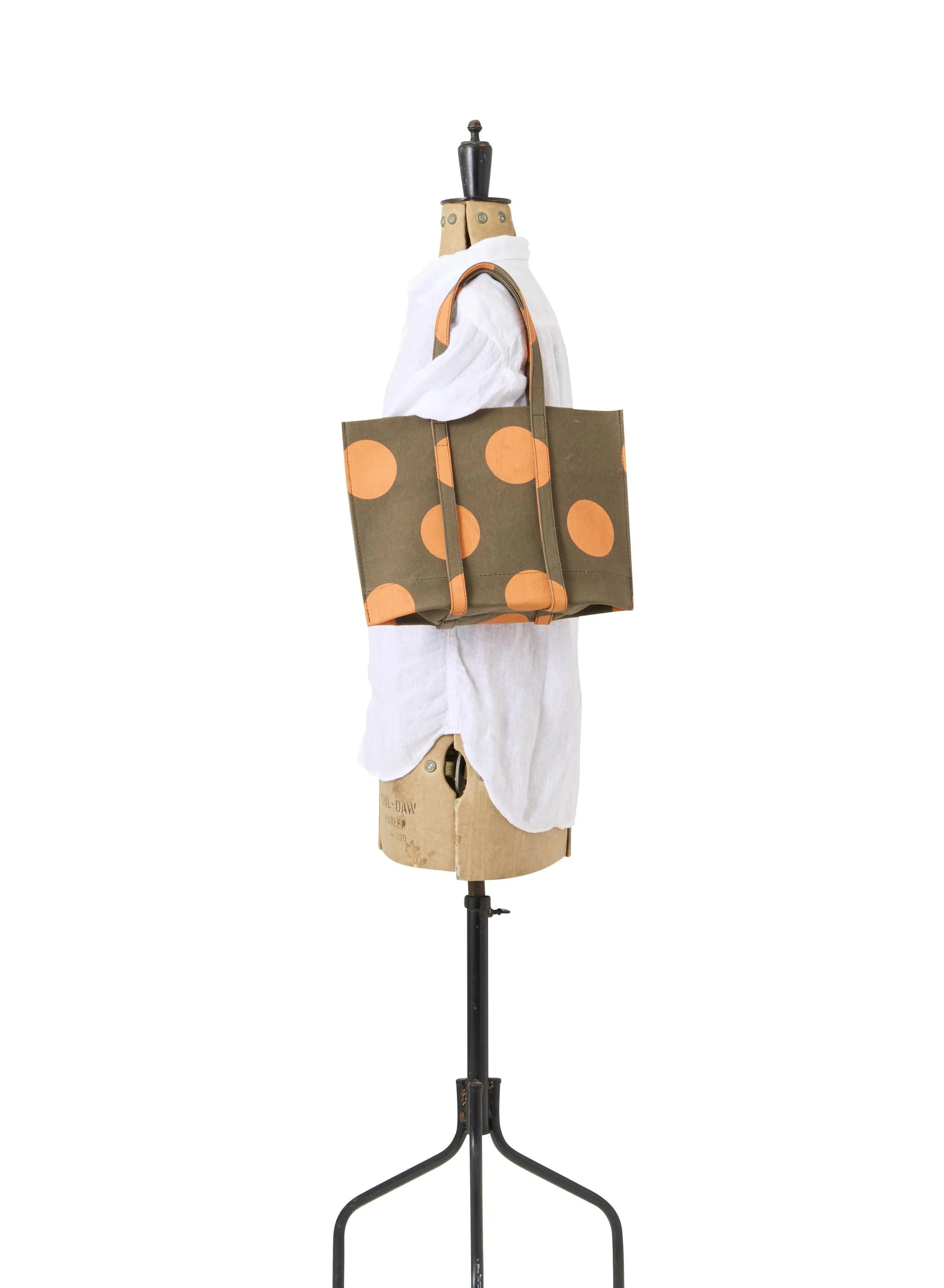 Small Washed Canvas Tote Bag in Orange Dot by Amiacalva-Amiacalva-Idlewild-Cincinnati