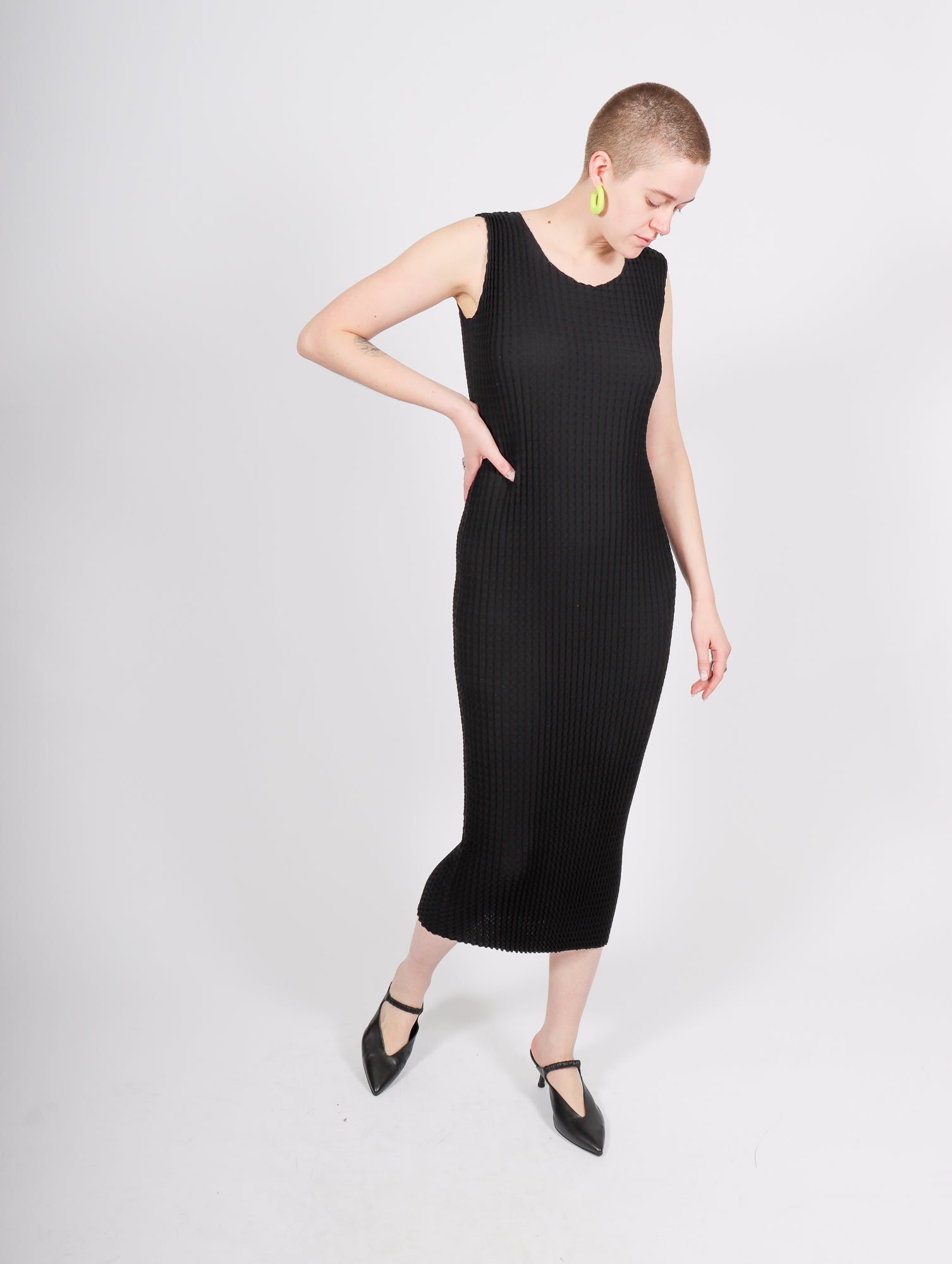 Spongy Midi Dress in Black by Issey Miyake-Issey Miyake-Idlewild-Cincinnati