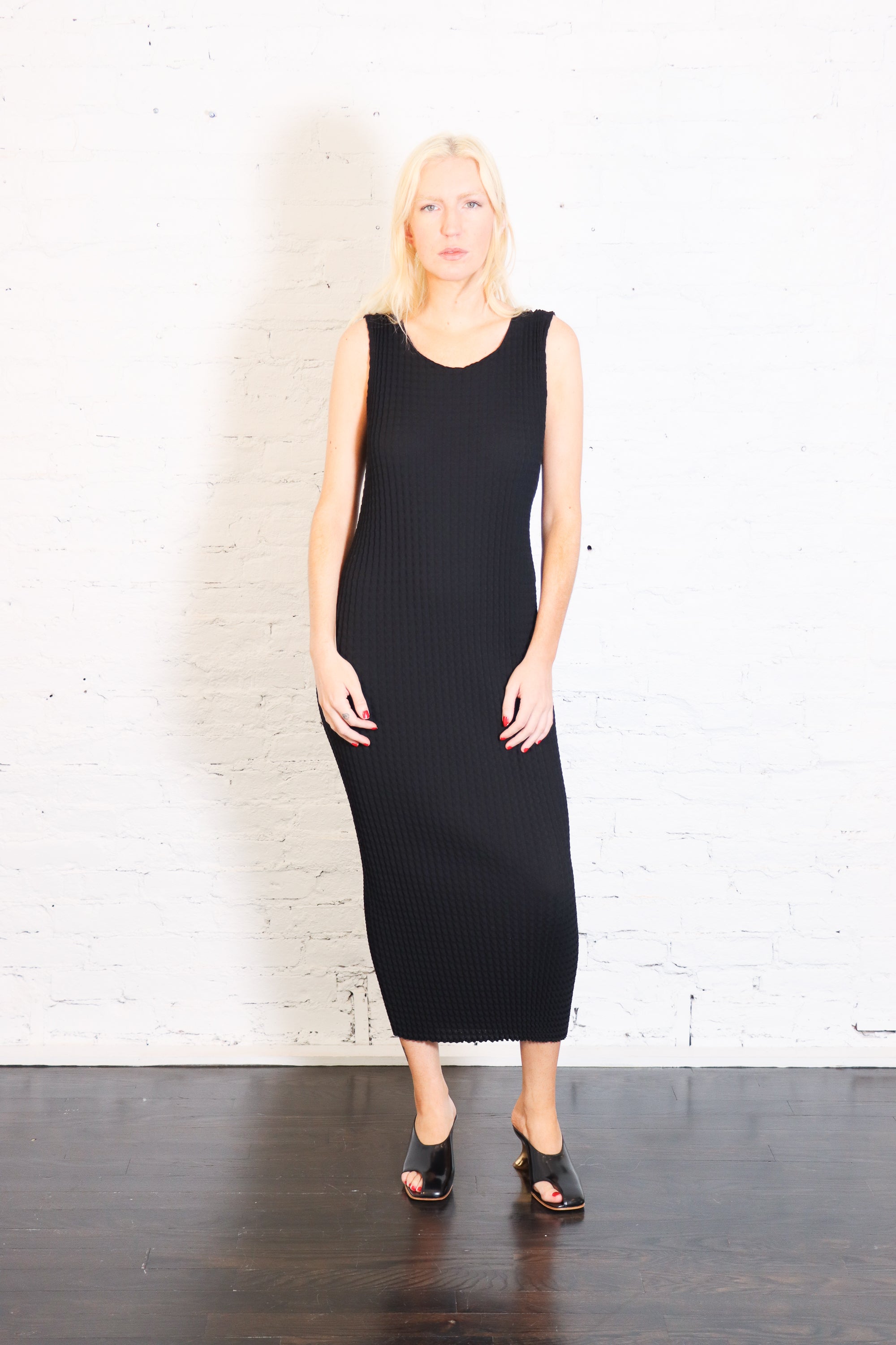Spongy Midi Dress in Black by Issey Miyake-Issey Miyake-Idlewild-Cincinnati