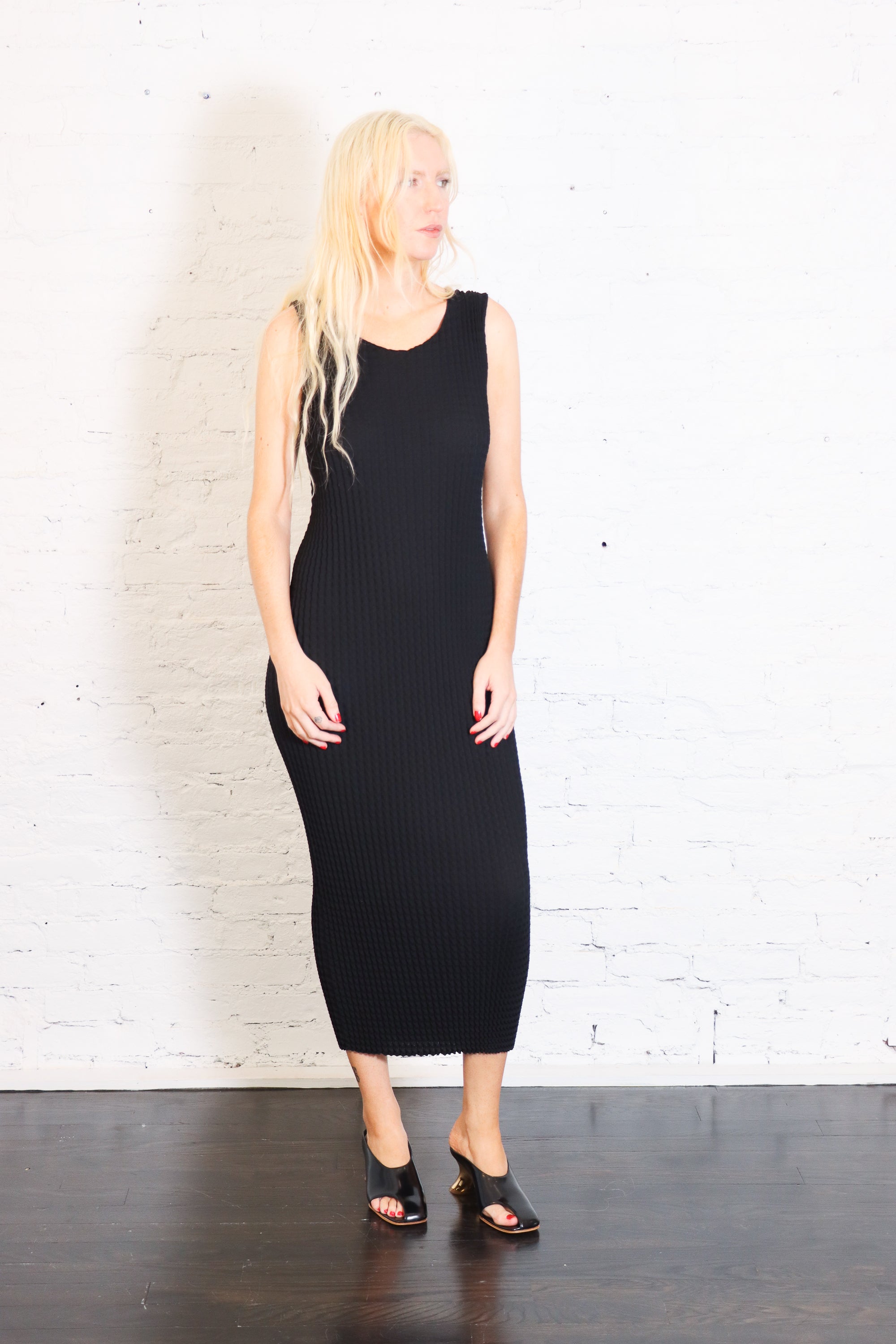 Spongy Midi Dress in Black by Issey Miyake-Issey Miyake-Idlewild-Cincinnati