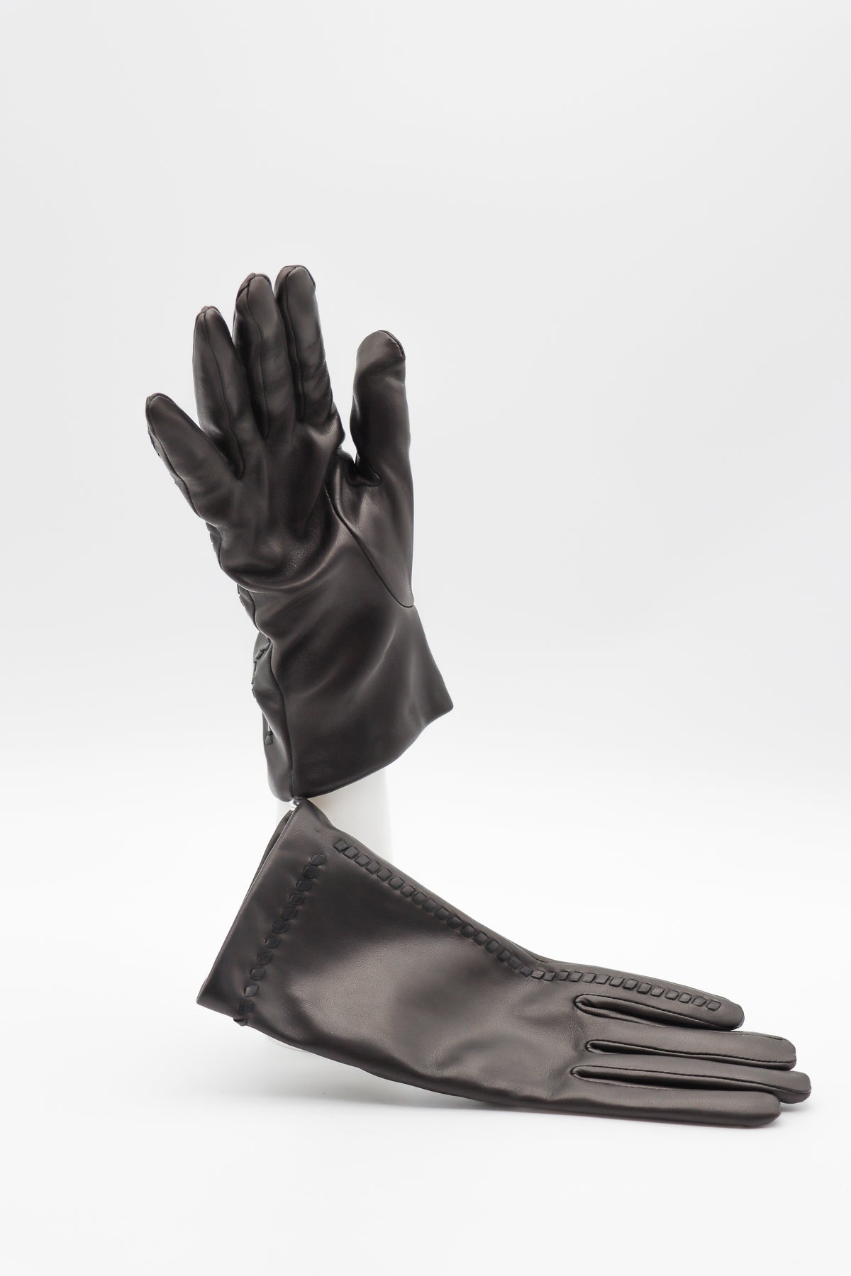 Stitched Lambskin Cashmere Lined Gloves in Gray Black by Gloves Forino 1899-Gloves Forino 1899-Idlewild-Cincinnati