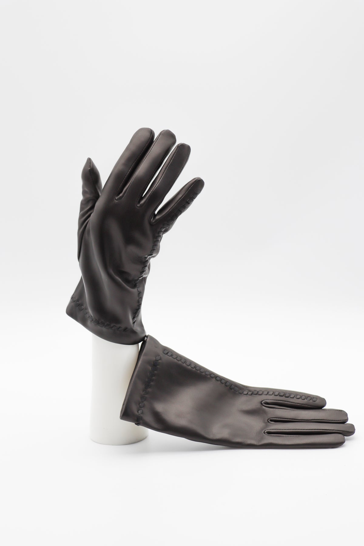 Stitched Lambskin Cashmere Lined Gloves in Gray Black by Gloves Forino 1899-Gloves Forino 1899-Idlewild-Cincinnati