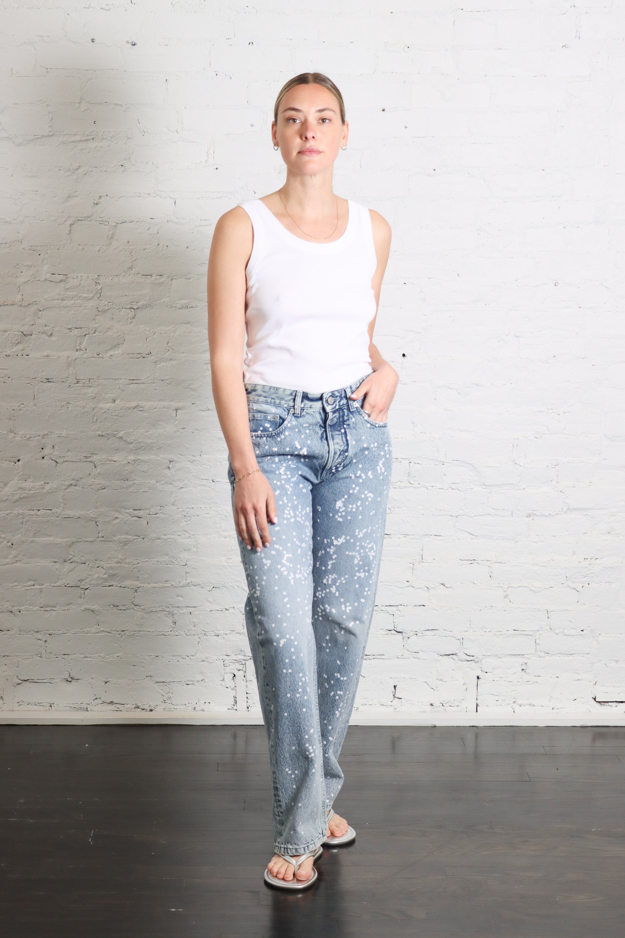 Straight Leg Jean in Trompe L'oeil Confetti Print by MM6 Maison
