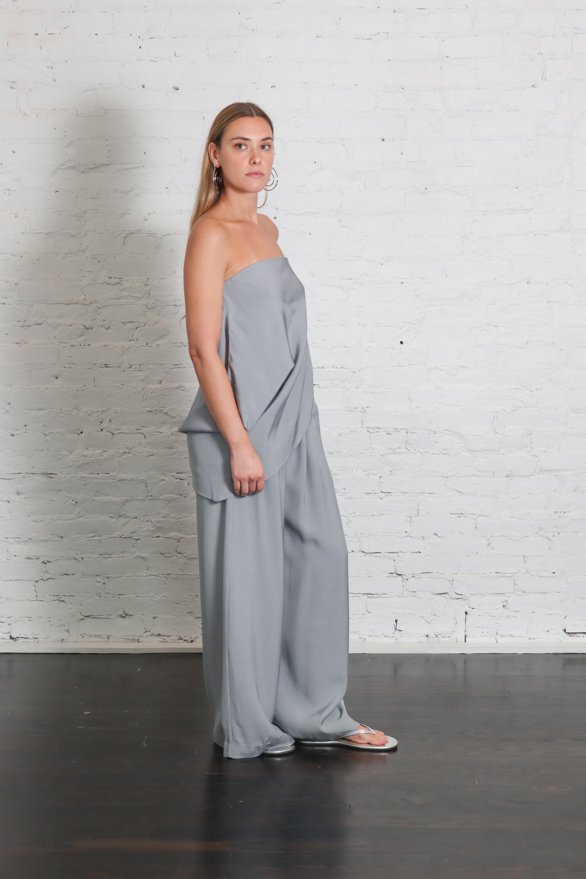 Strapless Asymmetrical Drape Top in Mist by St. Agni-St. Agni-Idlewild-Cincinnati