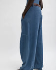 Stretch Denim Knit Winslow Pant in Classic Wash by Tibi-Bottoms-Tibi-Idlewild