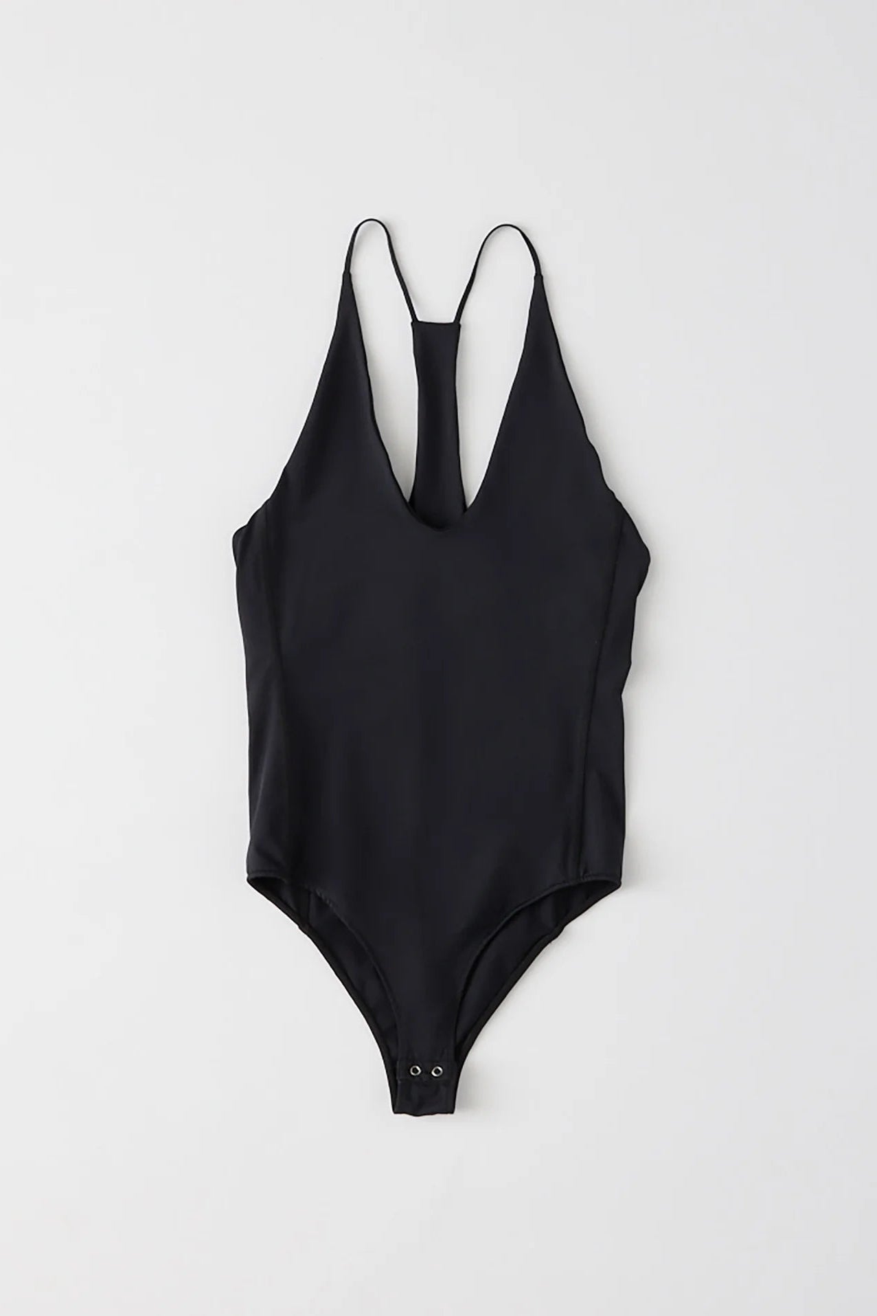 Stretch Light Weight Tech Knit Racerback Bodysuit in Black by Tibi