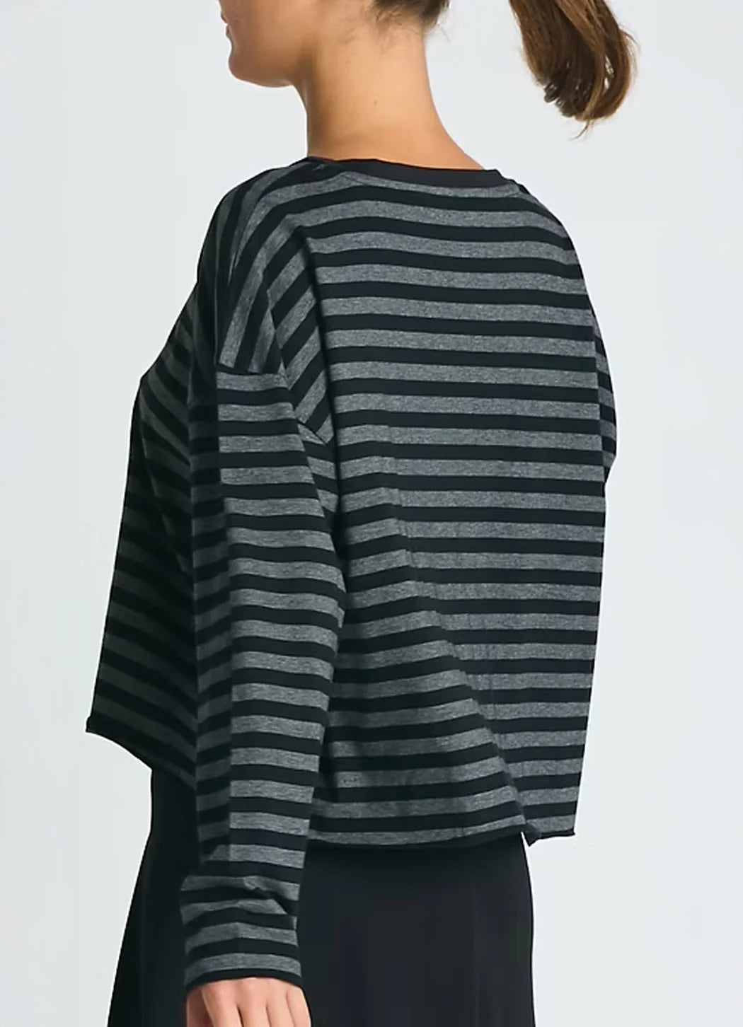 Striped Mini Boxy Tee in Black & Asphalt by Planet-Planet-Idlewild-Cincinnati