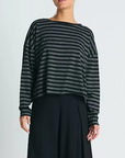 Striped Mini Boxy Tee in Black & Asphalt by Planet-Planet-Idlewild