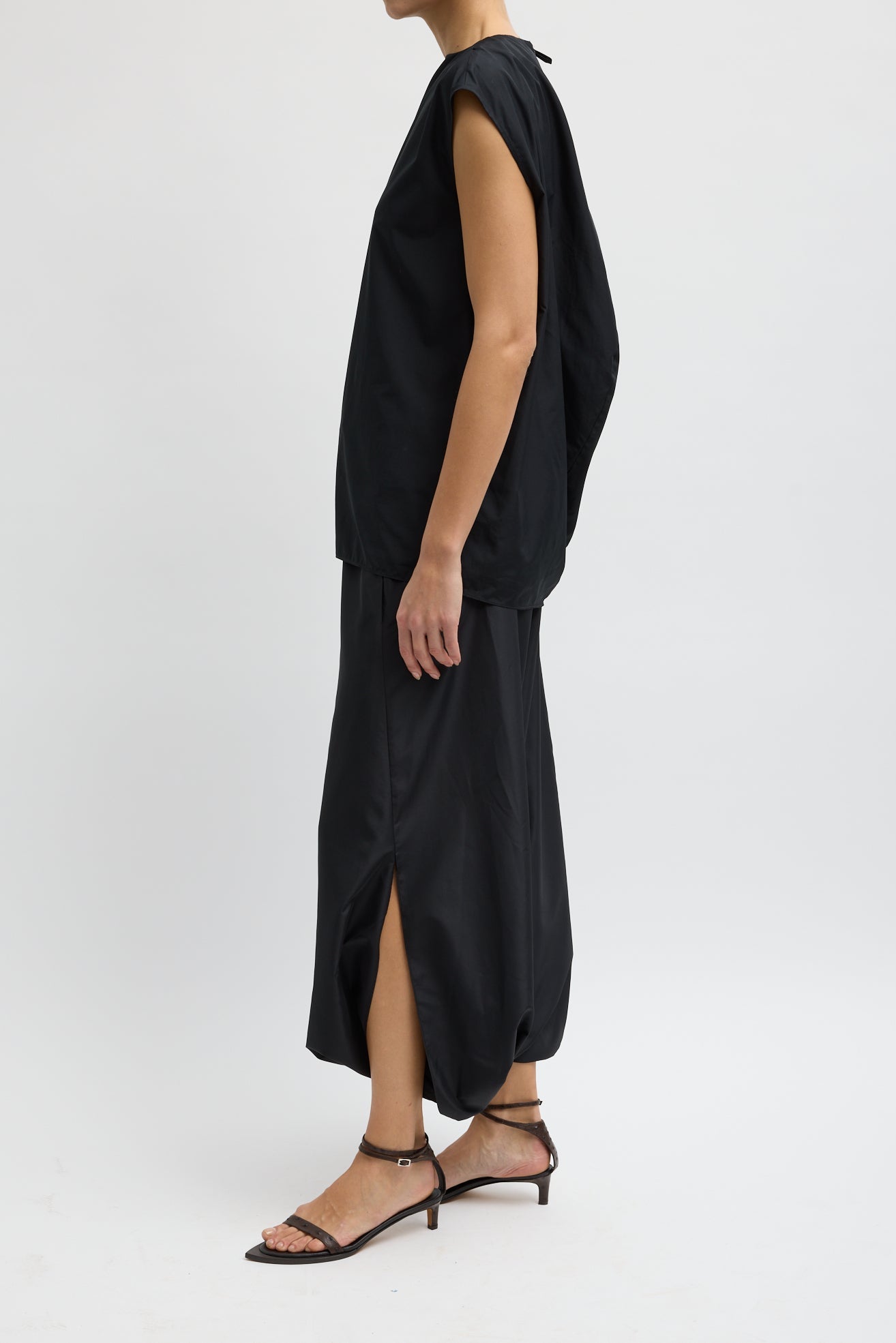 Summer Nylon Flat Front Jalouise Skirt in Black by Tibi-Tibi-Idlewild-Cincinnati
