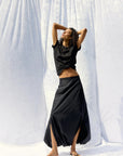 Summer Nylon Flat Front Jalouise Skirt in Black by Tibi-Tibi-Idlewild-Cincinnati