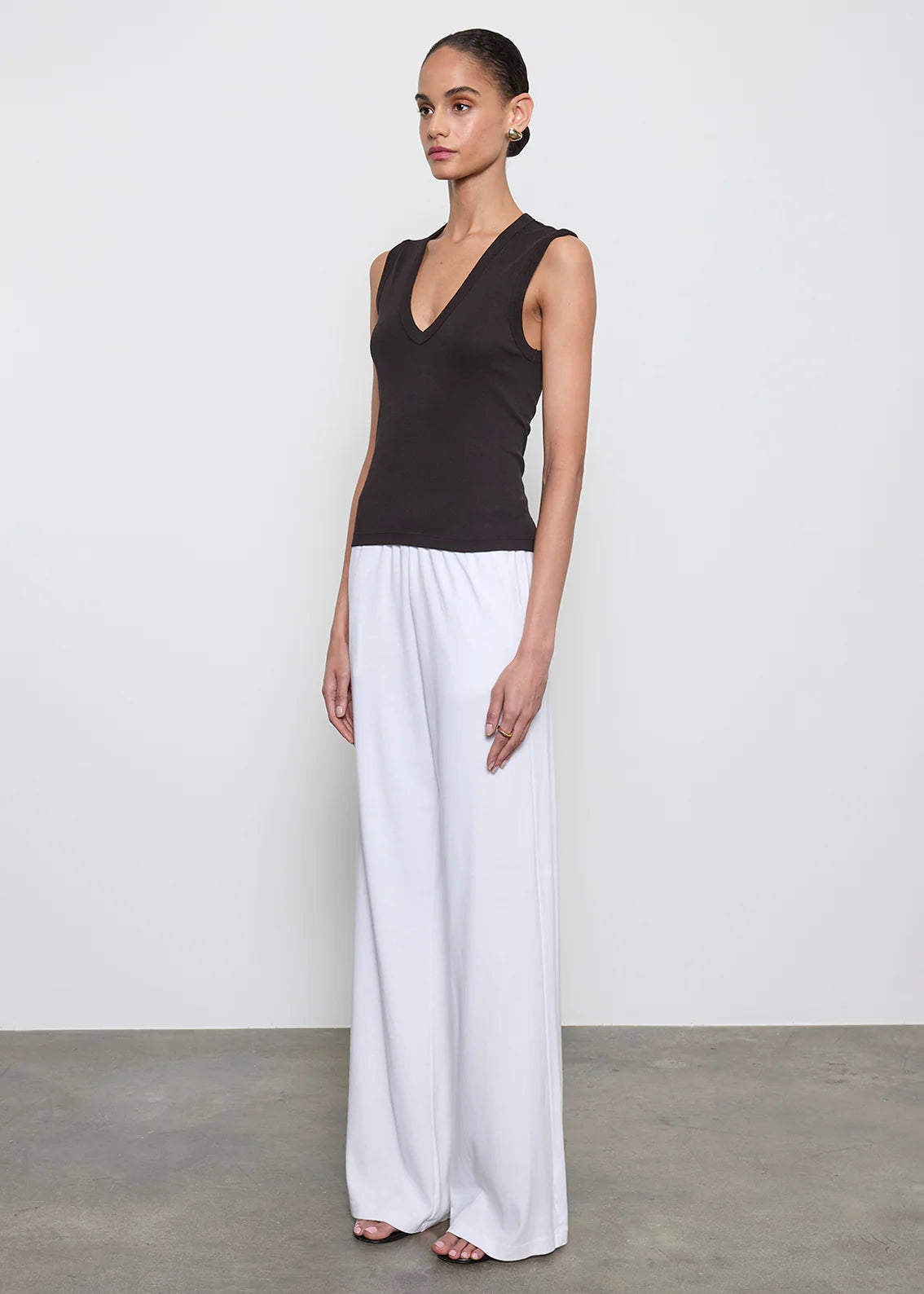 Supima Cotton New Classic Sleeveless V in Black by Enza Costa-Tops-Enza Costa-Idlewild
