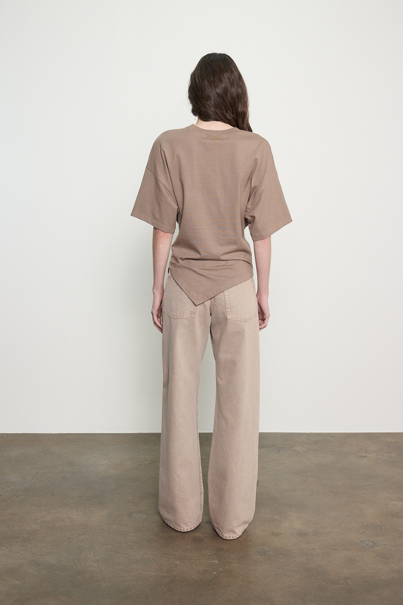 Supima Structured Jersey Assym Tee in Walnut by Enza Costa-Enza Costa-Idlewild-Cincinnati