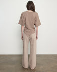 Supima Structured Jersey Assym Tee in Walnut by Enza Costa-Enza Costa-Idlewild-Cincinnati