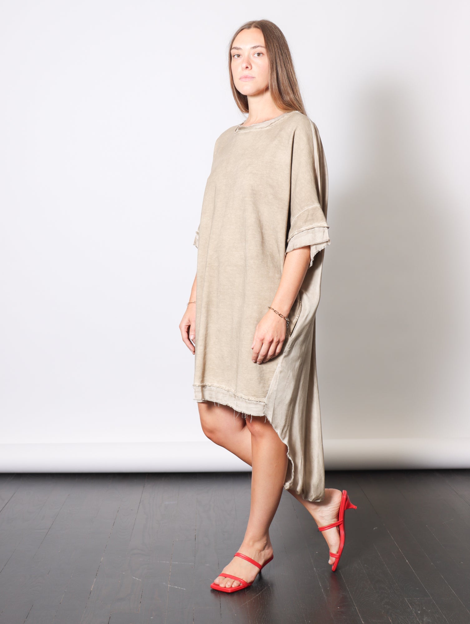 Sweatshirt Dress in Sand Shell by Sanctamuerte-Dresses-SANCTAMUERTE-Idlewild