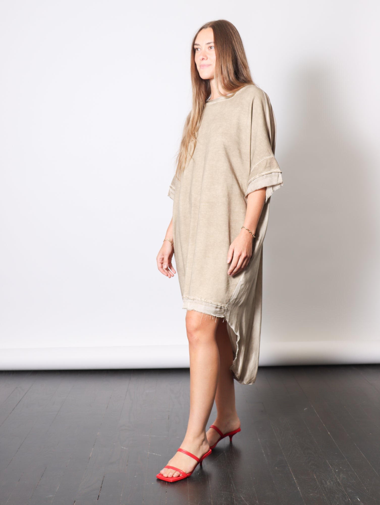 Sweatshirt Dress in Sand Shell by Sanctamuerte-Dresses-SANCTAMUERTE-Idlewild